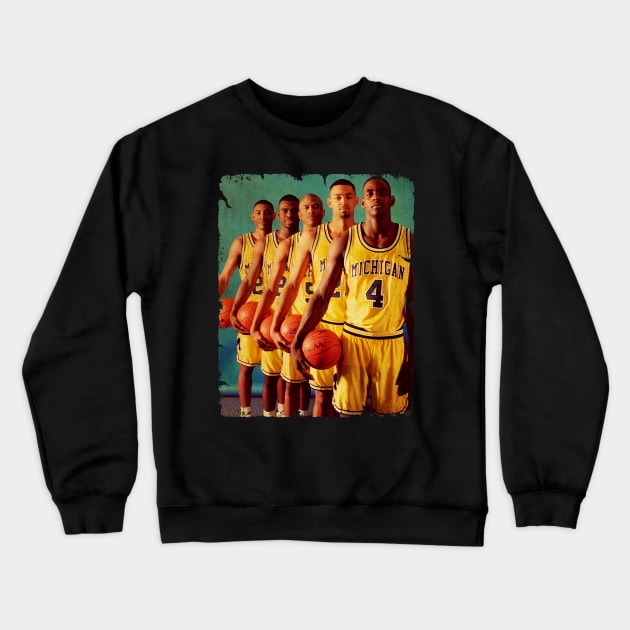 Fab Five - Vintage Design Of Basketball Crewneck Sweatshirt by JULIAN AKBAR PROJECT